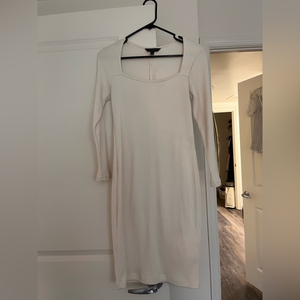 Long sleeve square neck sweater dress